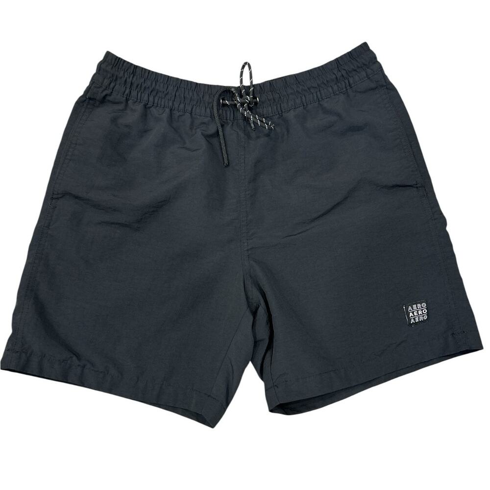 Aéropostale Men’s XS Black Swim Trunks Drawstring Elastic Waist Lined Solid